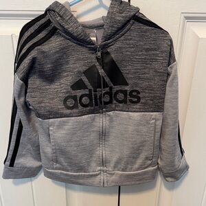 Adidas Kids Charcoal and Light Gray Hoodie